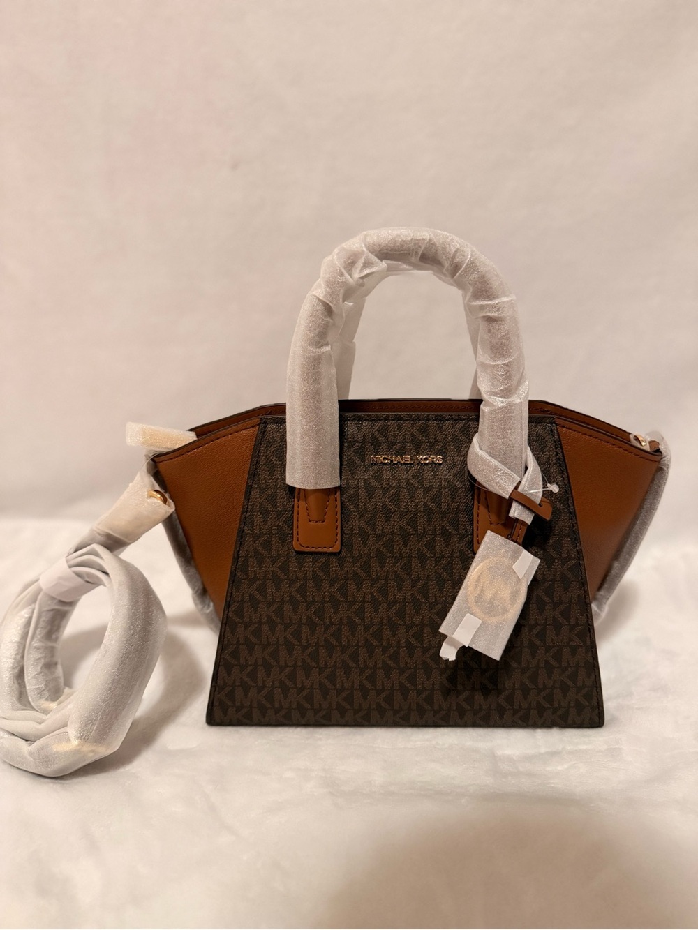 Michael Kors Avril Small Logo Top-Zip Satchel Brown - Picture 6 of 16